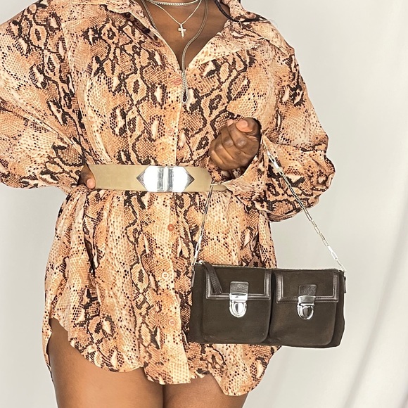 Deep Brown Leather Suede Shoulder Bag - Picture 4 of 4